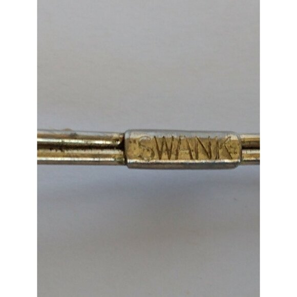 VINTAGE CUFFLINKS DESIGNER SWANK SILVER TONE METAL & TIE CLIP - Picture 3 of 6